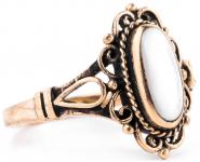 WINDALF Zarter Damen Ring IDANA 15 mm Perlmutt Vintage Schmuck Bronze - Windalf.de