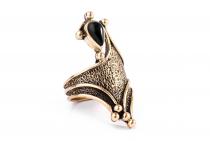 WINDALF Langer Damen Ring DALIA 35 mm Statementring mit schwarzem Onyx Gothic-Schmuck Bronze - Windalf.de