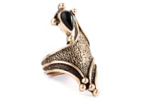 WINDALF Langer Damen Ring DALIA 35 mm Statementring mit schwarzem Onyx Gothic-Schmuck Bronze - Windalf.de