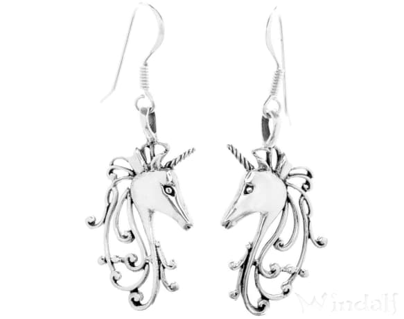 WINDALF Damen Ohrhänger NIMA 4.5 cm Einhorn Glücks-Ohrschmuck Silber - Windalf.de