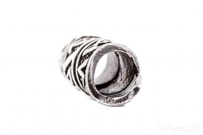 WINDALF Wikinger Bartperle THORTAL – 23 Mm Thorshammer Mit Spiralen, 925 Sterlingsilber Antik Geschwärzt
