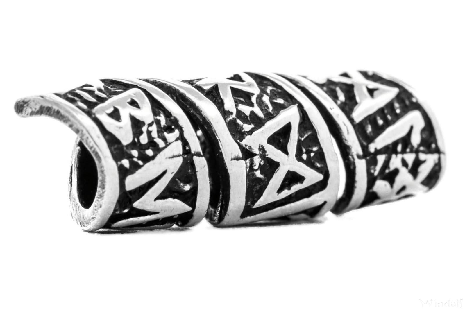 Futhark Bartperle Rune "ALGIZ" Aus Bronze - Wikinger, Kelten, Germane