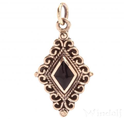 WINDALF Römischer Schmuck Anhänger BYZANZ 2.5 cm Schwarzer Onyx Bronze - Windalf.de