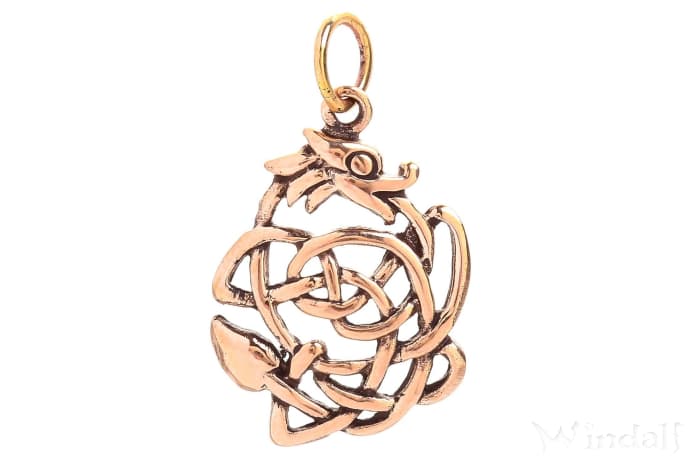 WINDALF Schmuck Anhänger DAGAN 2.9 cm Kleiner Glücksdrache Bronze - Windalf.de