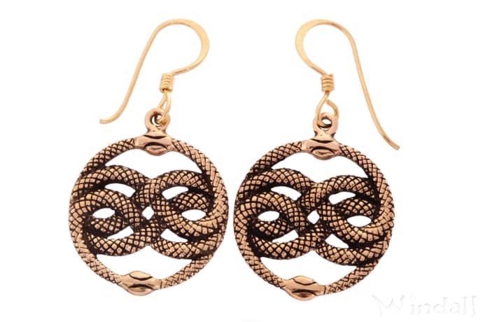 WINDALF Ohrhänger AURIN Ø 2.1 cm Schlangen Knoten Bronze - Windalf.de