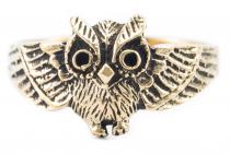 WINDALF Vintage Ring NOCTIA 10 mm Kleine Eule Boho Eulen-Ring Bronze - Windalf.de