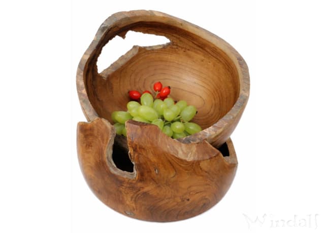 WINDALF Nat&uuml;rliche Dekoschale LINDA &Oslash; 25 cm Rustikale Holzschale Handarbeit aus Wurzelholz - Windalf.de