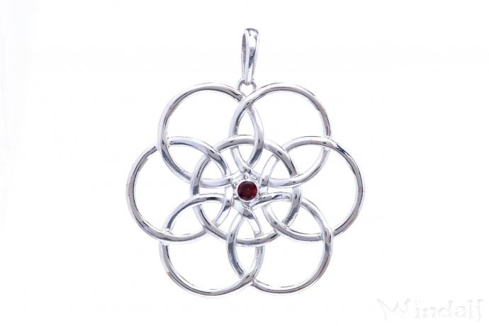 WINDALF Schmuck Anhänger Blume des Lebens 4 cm Echter Granatstein Handarbeit Silber WINDALF Schmuck Anhänger Blume des Lebens 4 cm Echter Granatstein Handarbeit Silber - Windalf.de