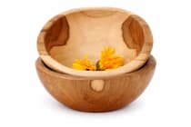 WINDALF Rustikale Holzschale AMICA &Oslash; 20 cm Kleine Obstschale Natur Holzschale Handarbeit aus Teakholz - Windalf.de