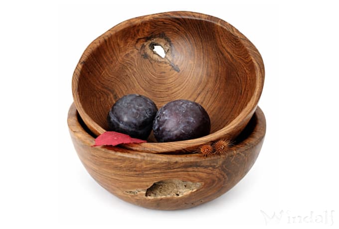 WINDALF Rustikale Dekoschale SIMA &Oslash; 19 cm Naturschale Holzschale Handarbeit aus Teakwurzelholz - Windalf.de