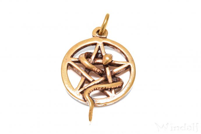 WINDALF Schmuck Anhänger MANDARA Ø 2.2 cm Pentagramm & Schlange Bronze WINDALF Schmuck Anhänger MANDARA Ø 2.2 cm Pentagramm & Schlange Bronze - Windalf.de