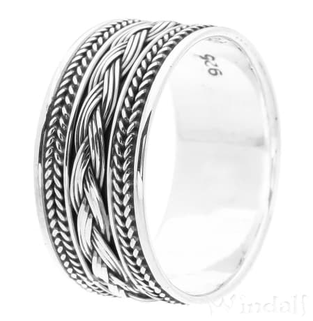 WINDALF Wikingerring WINGARD 9 mm Bandring mit Zopf Handarbeit Silber WINDALF Wikingerring WINGARD 9 mm Bandring mit Zopf Handarbeit Silber - Windalf.de