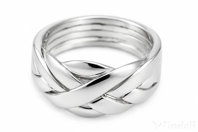 WINDALF Gl&uuml;cks Puzzlering ZANO 9 mm 6-Teilig Bohemia Puzzle Ring Handarbeit Silber - Windalf.de
