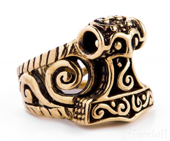 WINDALF Wikingerring THORWAL 21 mm Thorshammer Schmuck Bronze WINDALF Wikingerring THORWAL 21 mm Thorshammer Schmuck Bronze - Windalf.de