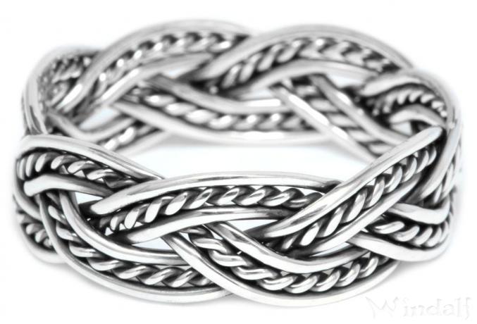 WINDALF Wikinger Silberring THORNGAD 7 mm Zopfmuster Bandring Handgeschmiedet 925 Sterlingsilber - Windalf.de