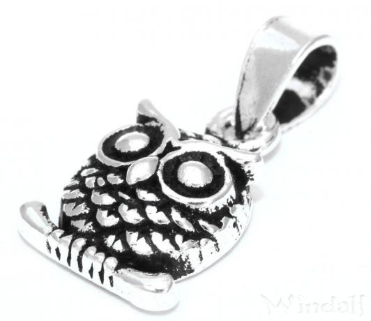 WINDALF Bohemia Schmuck Anhänger MAJU 1.8 cm Kleine weise Eule Silber - Windalf.de