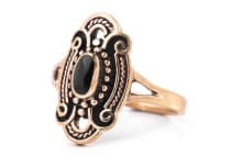 WINDALF Wikinger Ring TANIA 17 mm Onyx Wikingerkunst Bronzering Onyx - Windalf.de