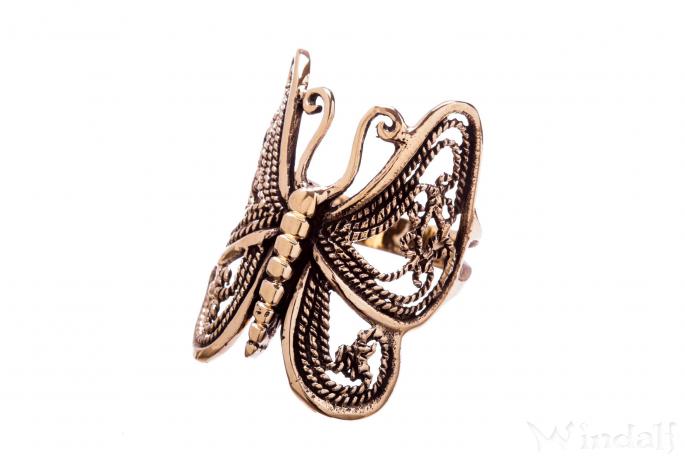 WINDALF Elfen Ring INALA 27 mm Boho Fairy Schmetterling Bronzering - Windalf.de