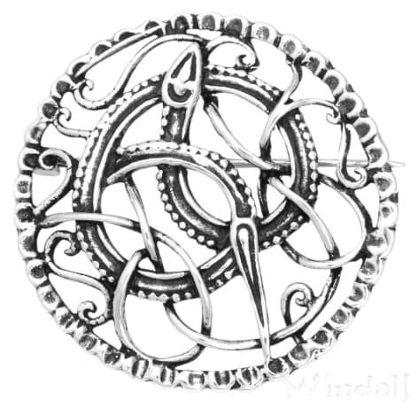 WINDALF Wikinger Brosche RAGNARÖK Ø 4 cm Nordischer Schmuck Replikat Silber - Windalf.de