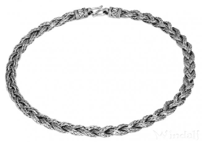 WINDALF Wikinger Halskette ASGARD 45 cm Zopfmuster Halsschmuck Handarbeit aus Silber - Windalf.de