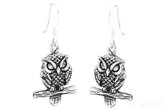 WINDALF Damen Ohrh&auml;nger KALA 3.2 cm Eulen-Ohrschmuck Silber - Windalf.de