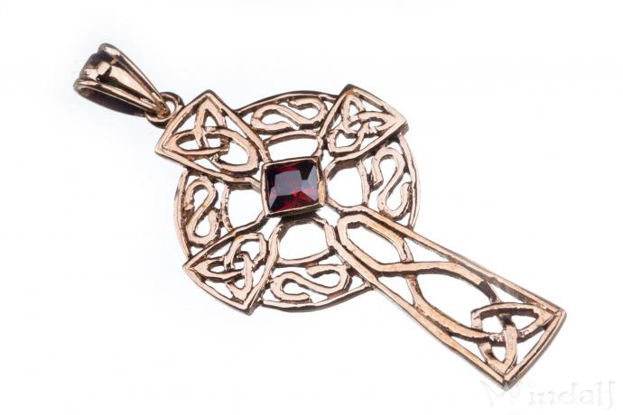 WINDALF Schmuck Anhänger ARCANA 5.5 cm Keltisches Kreuz Roter Granat Bronze WINDALF Schmuck Anhänger ARCANA 5.5 cm Keltisches Kreuz Roter Granat Bronze - Windalf.de