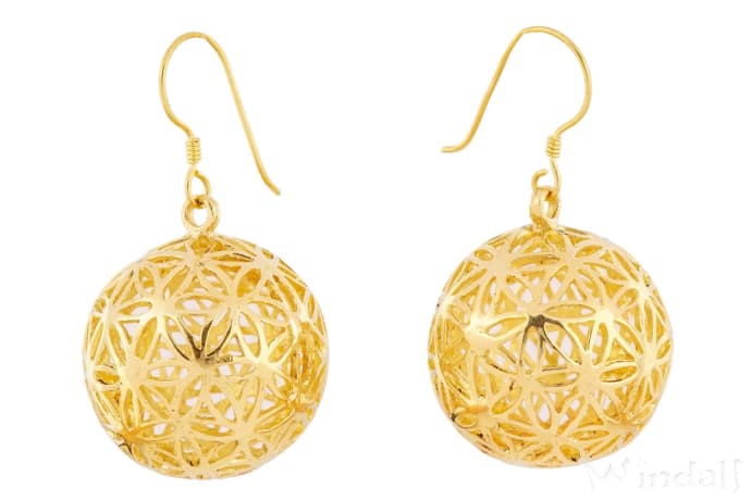WINDALF Bohemia Ohrringe MILA 4.6 cm Harmony Zauberkugel Blume des Lebens Bronze - Windalf.de