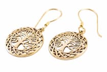 WINDALF Lebensbaum Ohrh&auml;nger Damen BRANWEN 3.6 cm Keltische Buche Bronze - Windalf.de