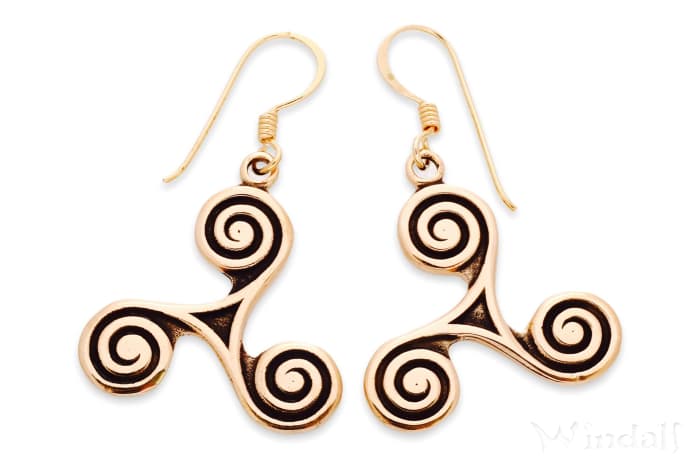 WINDALF Damen Ohrhänger MILA 3.9 cm Triskele Bronze - Windalf.de