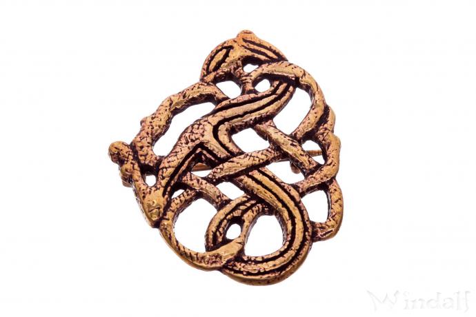 WINDALF Vikings Vintage Fibel TURIN 3.4 cm Wikinger Drache Bronze - Windalf.de