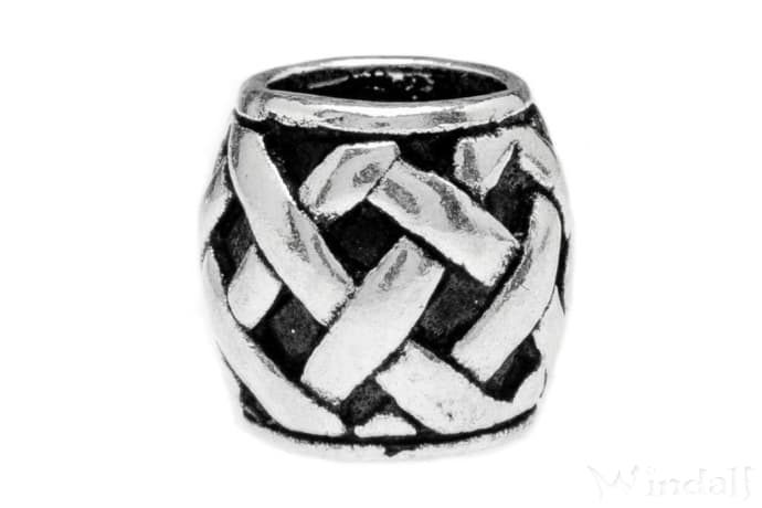 WINDALF Wikinger Haar& Bartperle TRISTAN 8 mm Zopfmuster Silber - Windalf.de