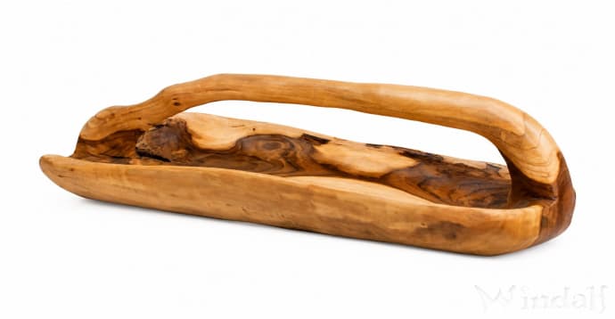WINDALF Rustikale Gro&szlig;e Obst Schale CELINE 80 cm Geschenkkorb Handarbeit Wurzelholz - Windalf.de