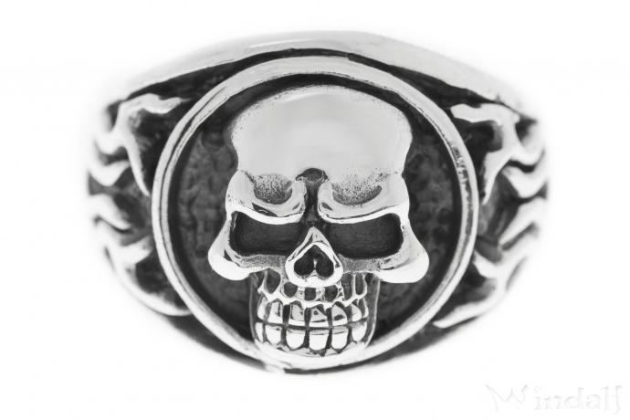 Rocker Ring Totenkopf Gothic-Ring mit Totenschädel Skull Totenkopf-Ring Knochen