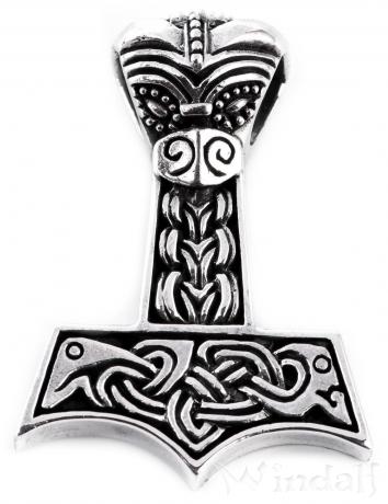 WINDALF Wikinger Schmuck Anhänger THORANIR 4.1 cm Nordischer Thorshammer Große Öffnung Silber WINDALF Wikinger Schmuck Anhänger THORANIR 4.1 cm Nordischer Thorshammer Große Öffnung Silber - Windalf.de