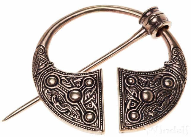 WINDALF Massive Wikinger Fibel AODHAN 7 cm Ringfibel aus Kilkenny Vintage Bronze - Windalf.de