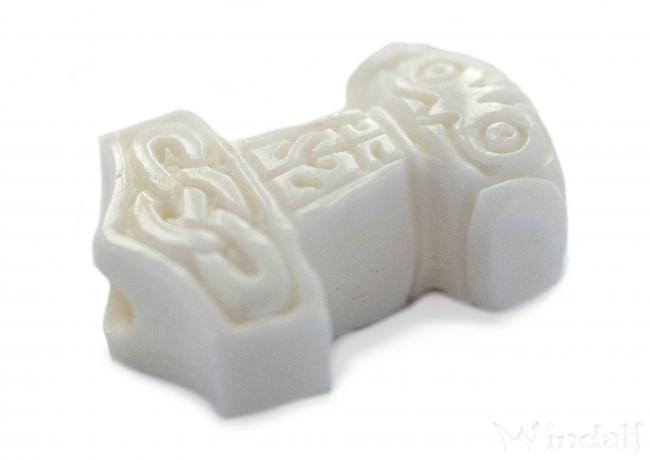 WINDALF Vikings Haar& Bartperle THAR 22 mm Thorshammer mit Zopfmuster Handarbeit aus Knochen - Windalf.de