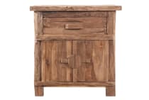 WINDALF Kleine Rustikale Kommode CAROL 70 cm Nachttisch Schrank Handgearbeitetes Unikat Teakholz - Windalf.de