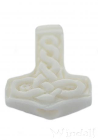 WINDALF Vikings Haar& Bart-Schmuck THRANIR 16 mm Thorshammer mit Knotenmuster Knochen - Windalf.de