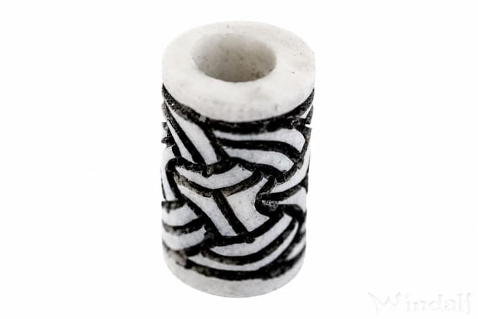 WINDALF Wikinger Bartschmuck & Haarperle GYLFI 13 mm Zopf Knotenmuster Handarbeit aus Knochen - Windalf.de