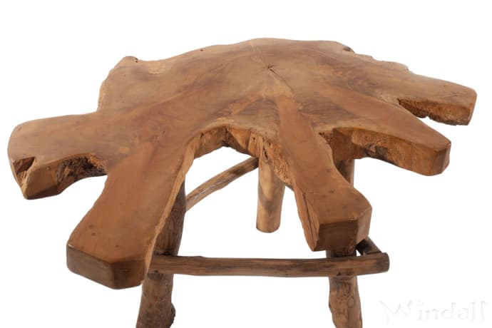 WINDALF Balkon-Tisch AYLA 47 cm Blattförmiger Holztisch Unikat Handarbeit Wurzelholz - Windalf.de