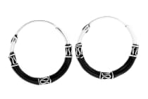 WINDALF Schwarze Creolen LUSIA Ø 21 mm Ohrschmuck Handarbeit Silber - Windalf.de