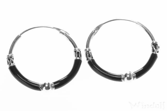 WINDALF Schwarze Schmuck Creolen ELA Ø 20 mm Gothic Ohrringe Handarbeit Silber - Windalf.de