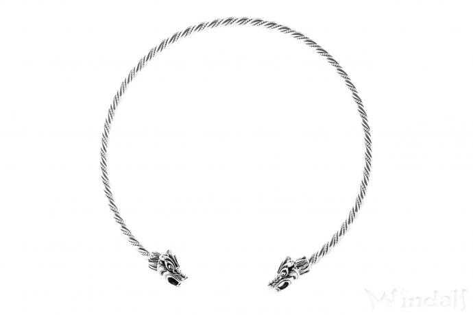 WINDALF Wikinger Torques ROYA Ø 12.5 cm Frauen Halsreif Handgeschmiedet Silber - Windalf.de