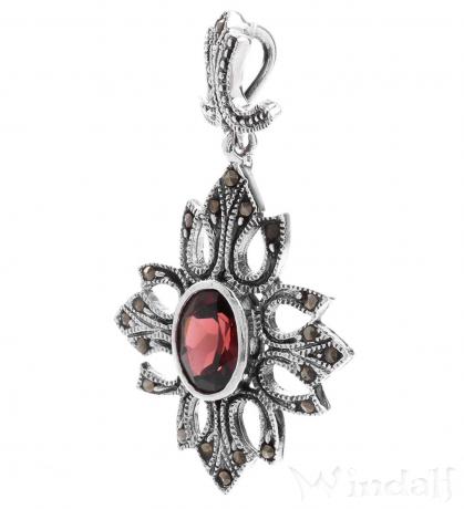 WINDALF Schmuck Anhänger ALANA 3.6 cm Trachten-Schmuck Gewandschmuck Roter Granat Silber WINDALF Schmuck Anhänger ALANA 3.6 cm Trachten-Schmuck Gewandschmuck Roter Granat Silber - Windalf.de