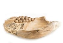 WINDALF Geschenkkorb ZEA 37 cm Weintrauben mit Blatt Obstschale Handarbeit aus Wurzelholz - Windalf.de