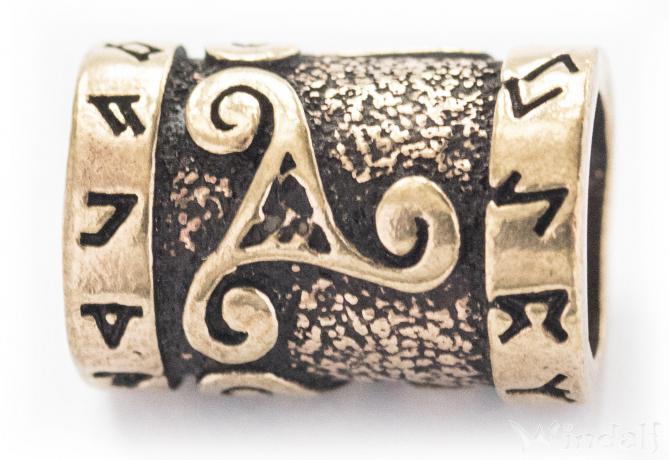 WINDALF Celtic Haarperle Bartschmuck TRIRUNA 15 mm Keltische Triskele mit Runen Bronze WINDALF Celtic Haarperle Bartschmuck TRIRUNA 15 mm Keltische Triskele mit Runen Bronze - Windalf.de