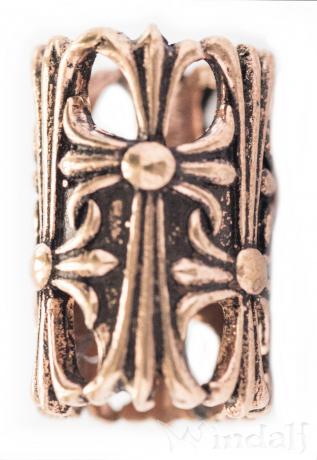 WINDALF Mittelalter Haarperle Bartschmuck SIGARD  14 mm Ritter Kreuze Bronze - Windalf.de