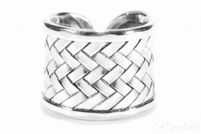 WINDALF Breiter Flecht-Ring ARWIN 17 mm Offener Vikings Bandring Handarbeit Silber WINDALF Breiter Flecht-Ring ARWIN 17 mm Offener Vikings Bandring Handarbeit Silber - Windalf.de