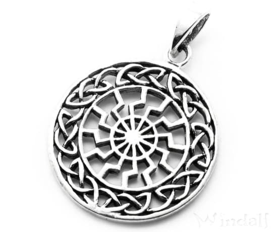 WINDALF Schmuck Anhänger SCHWARZE SONNE Ø 2 cm Amulett mit Wikinger Knoten Silber WINDALF Schmuck Anhänger SCHWARZE SONNE Ø 2 cm Amulett mit Wikinger Knoten Silber - Windalf.de