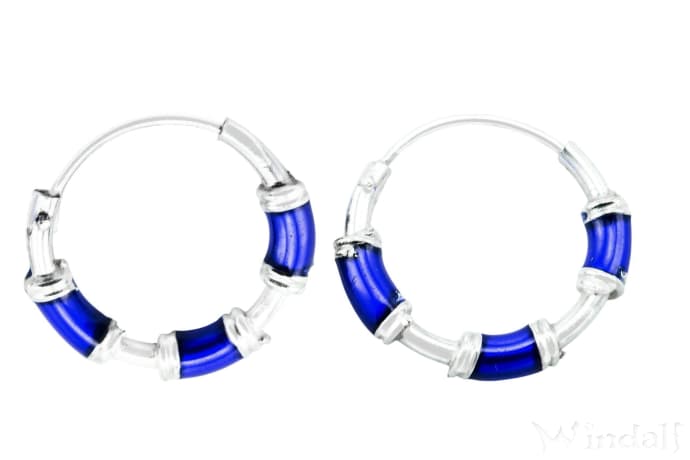 WINDALF Creolen LUZIA Ø 12 mm Blaue Elemente Silber - Windalf.de